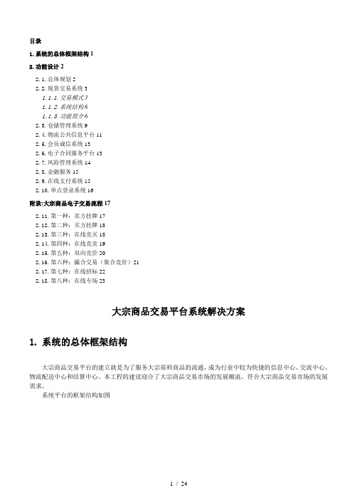 大宗商品交易平台解决技术方案