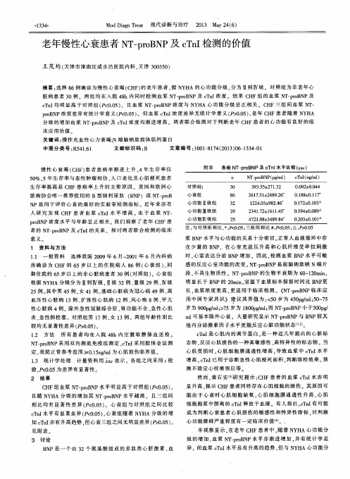 老年慢性心衰患者NT-proBNP及cTnI检测的价值