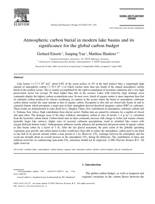 Atmospheric carbon burial in modern lake basins and its