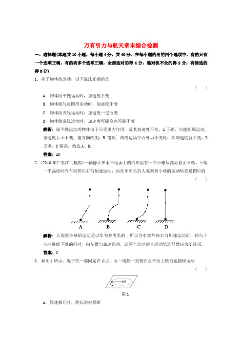 高考物理 备考第4章曲线运动 万有引力与航天 章末综合检测练习