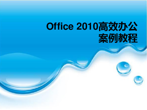 使用Excel2010管理和分析表格数据(案例实操)