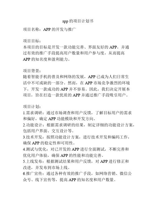 app的项目计划书