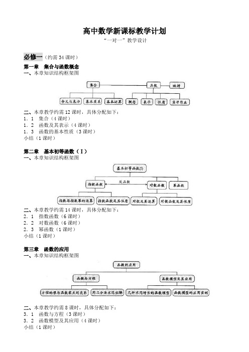 高中数学新课标必修教材课时安排