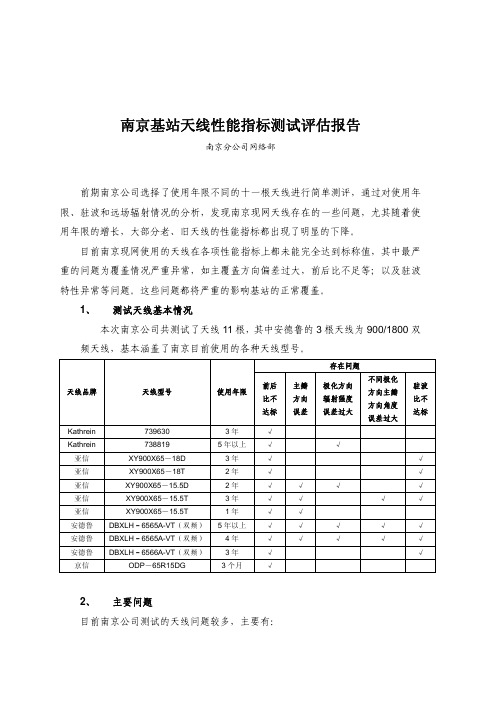 南京移动天线实测报告