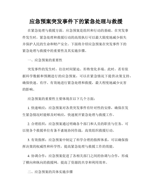 应急预案突发事件下的紧急处理与救援