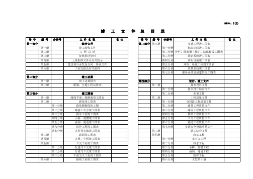 竣工文件范本(附件3-5)总、本册、分册目录A3竣      工      文      件     总      目      录