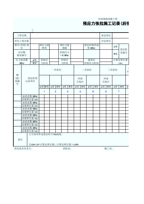 预应力张拉施工记录(后张)