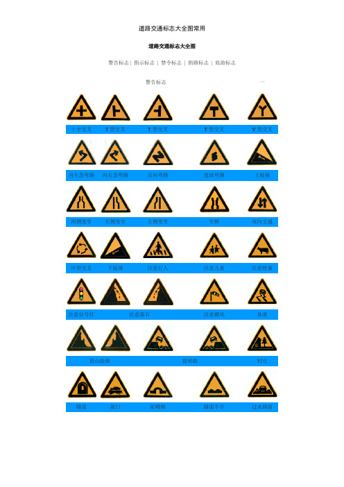 道路交通标志大全图常用
