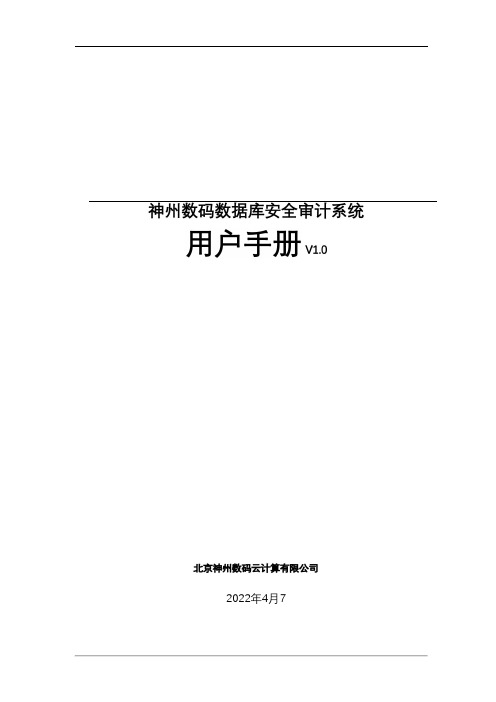 神州数码数据库安全审计系统安装配置手册说明书