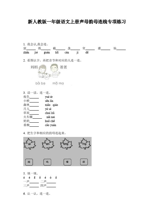 新人教版一年级语文上册声母韵母连线专项练习