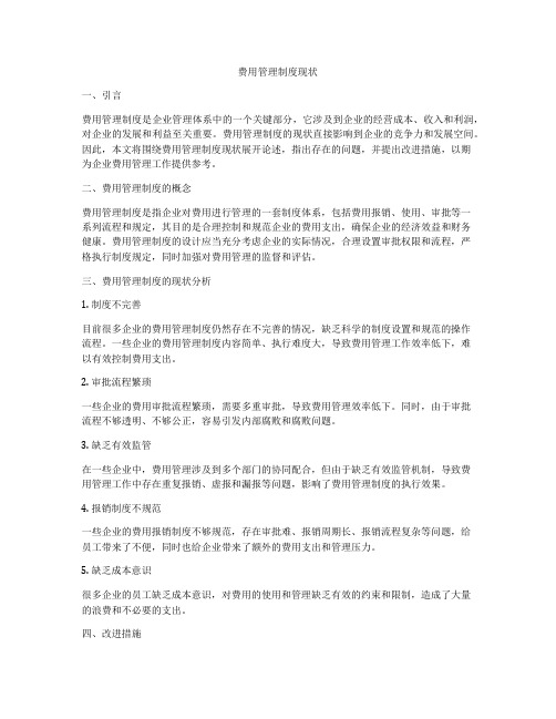 费用管理制度现状