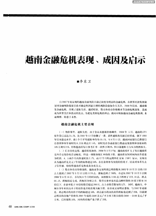 越南金融危机表现、成因及启示