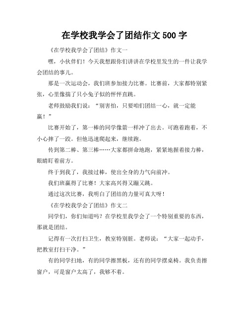 在学校我学会了团结作文500字