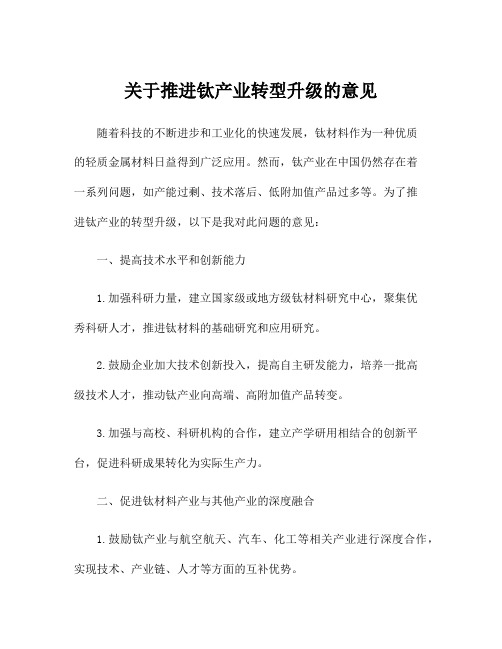 关于推进钛产业转型升级的意见