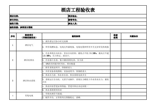 酒店工程验收表格11.11