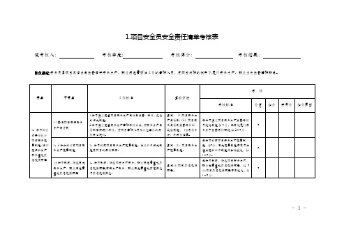 建筑施工项目各岗位安全责任清单考核表