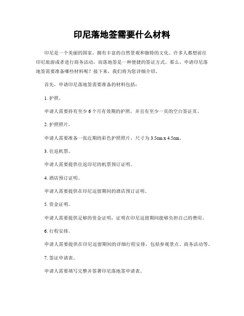 印尼落地签需要什么材料