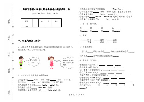 二年级下学期小学语文期末全能考点模拟试卷C卷