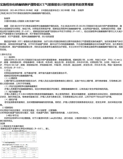 实施程序化镇痛镇静护理降低ICU气管插管非计划性拔管率的效果观察