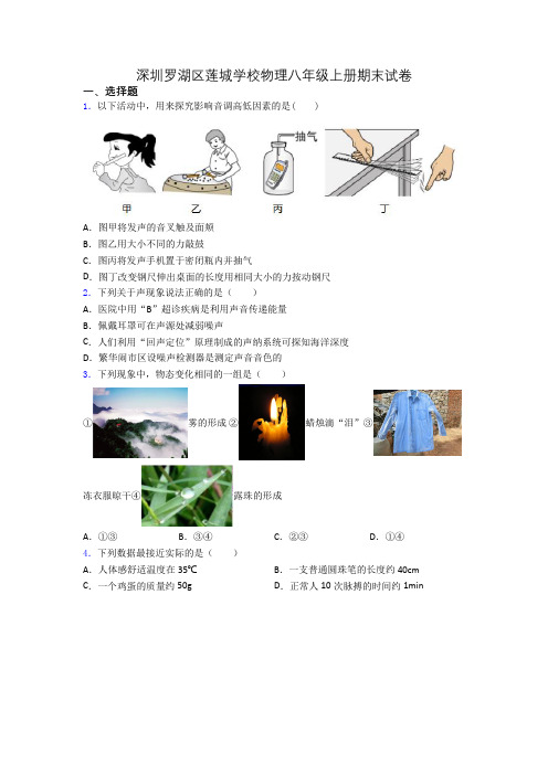 深圳罗湖区莲城学校物理八年级上册期末试卷