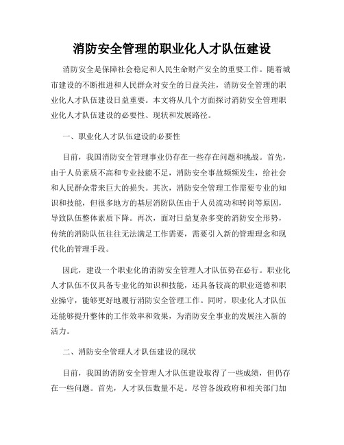 消防安全管理的职业化人才队伍建设