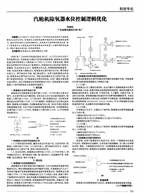 汽轮机除氧器水位控制逻辑优化