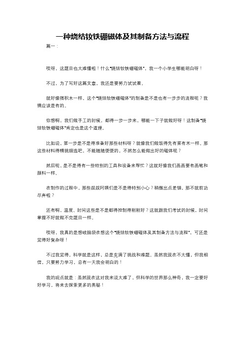 一种烧结钕铁硼磁体及其制备方法与流程