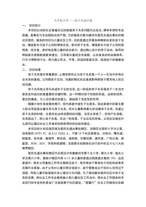 亲子关系项目计划书