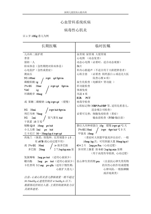 病毒性心肌炎诊疗常规