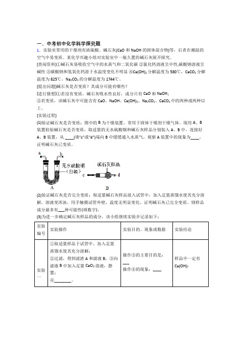 中考化学与探究题有关的压轴题附答案解析