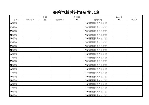 酒精使用登记表