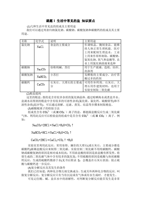 人教课标实验版九年级下册第十一单元盐化肥课题1生活中常见的盐说课一等奖