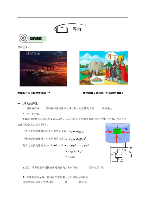 初中物理-浮力-修改版季学生版