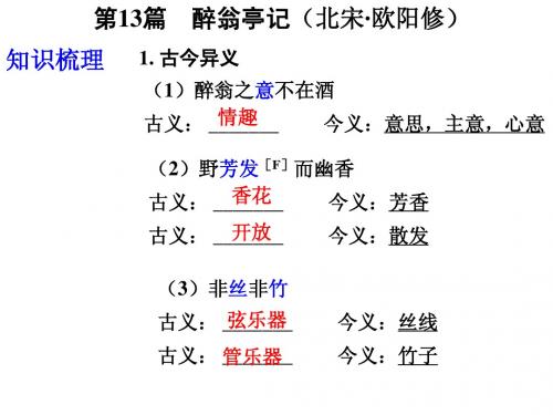 【云南中考面对面】2015届中考语文 古诗文知识梳理  文言文部分：第13篇     醉翁亭记