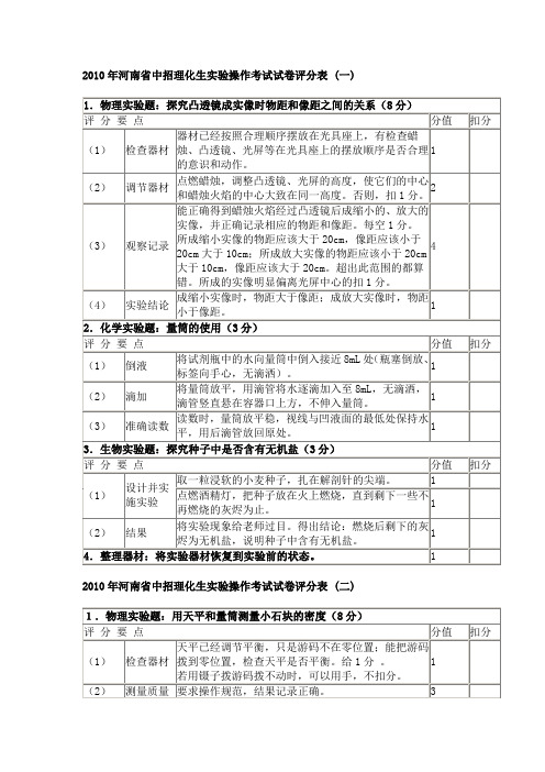 实验评分表