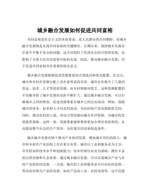 城乡融合发展如何促进共同富裕