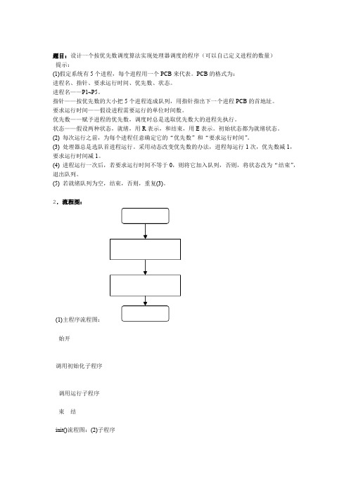 设计一个按优先数调度算法实现处理器调度的程序可以输入进程的数量