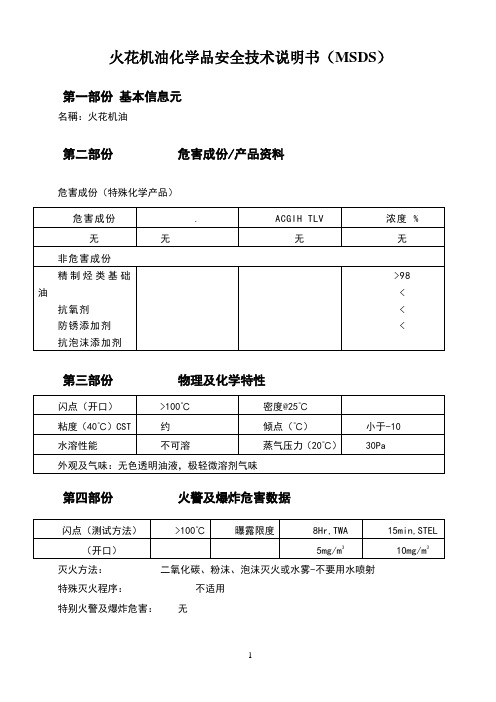 MSDS-火花机油