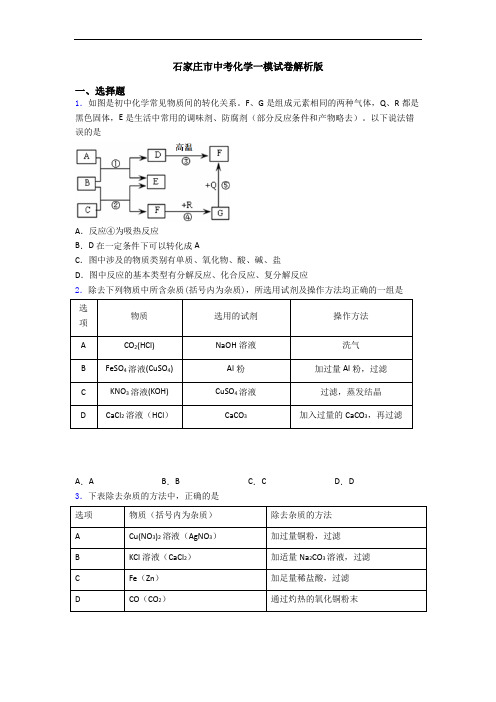 石家庄市中考化学一模试卷解析版