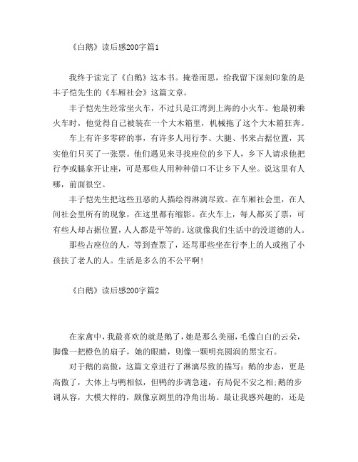 《白鹅》读后感200字5篇