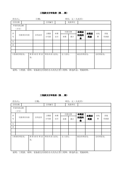 工程款支付审批表