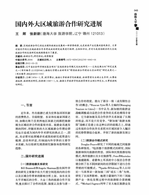 国内外大区域旅游合作研究进展