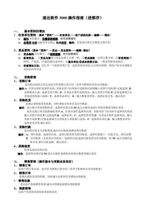 速达3000操作指南进销存业务---精品管理资料