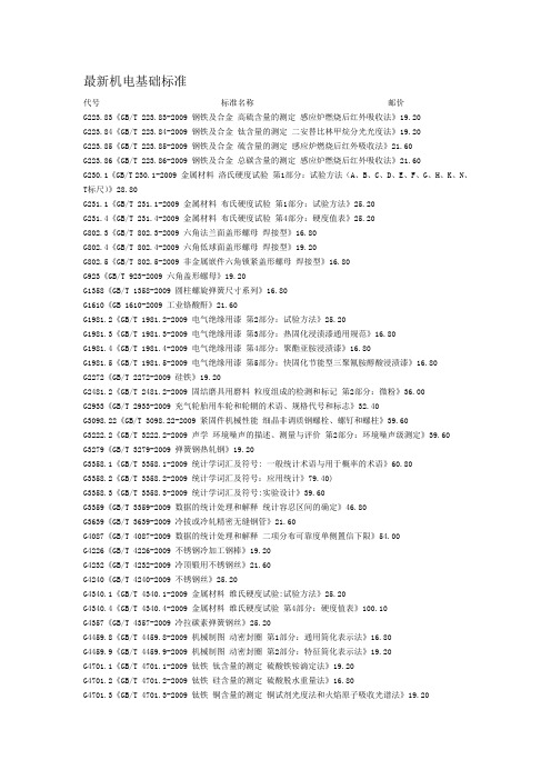 2010最新机电基础标准