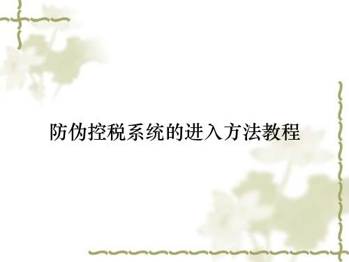 防伪控税系统的进入方法教程