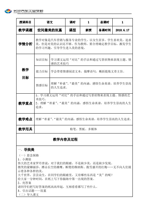 世间最美的坟墓教案