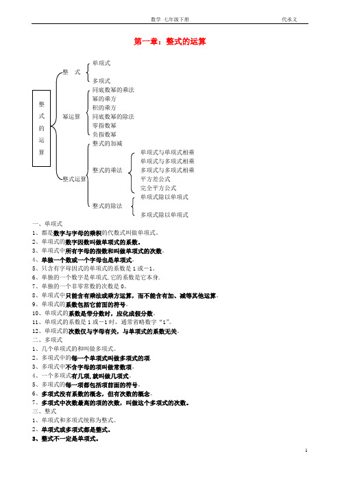 2018七年级数学下册全部知识点归纳(含概念、公式、实用)