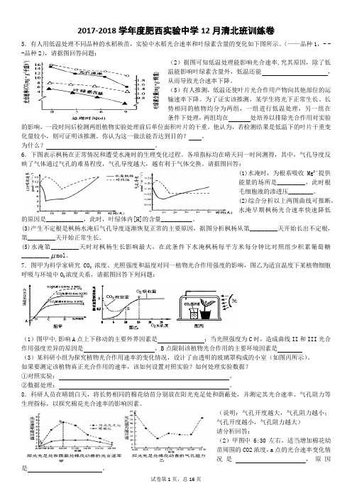 2017-2018学年度肥西实验中学11月清北班训练卷-9