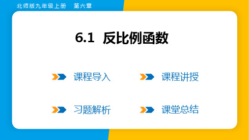 2023年北师大版九年级上册数学第六章反比例函数第一节反比例函数