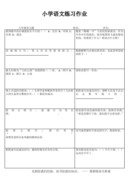 小学六年级语文课堂延伸练习 (85)